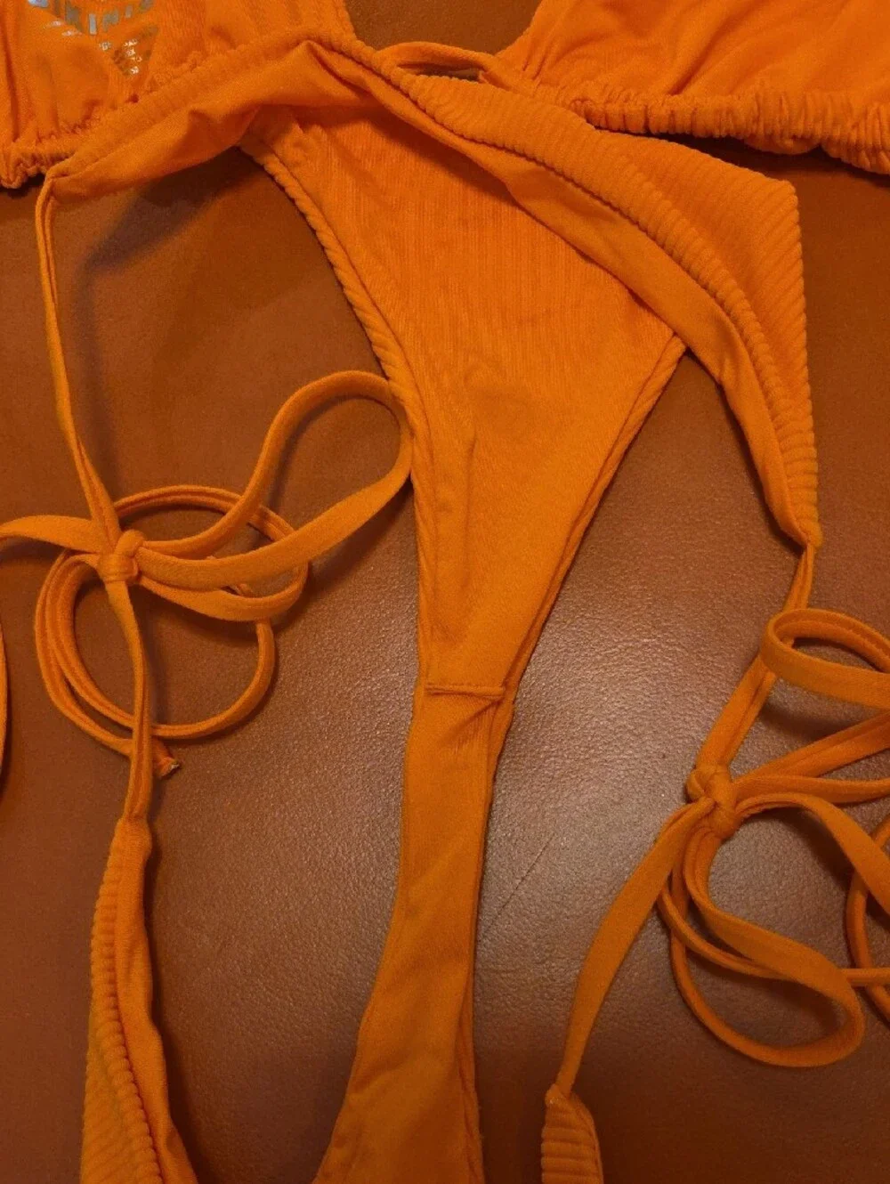 Frankies Sky String Ski Ribbed Triangle Top Marmalade Orange XL